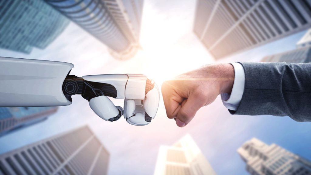 Punho de robô e punho de humano - Créditos: depositphotos.com / BiancoBlue