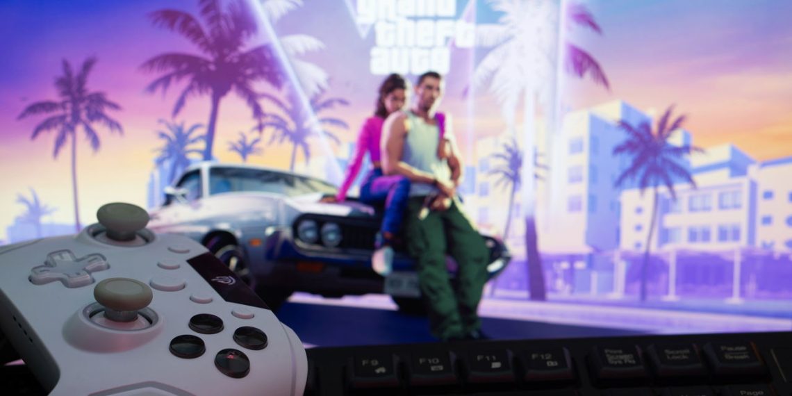 Capa de GTA 6 em monitor com Joystick e Teclado - Créditos: depositphotos.com / Mojahid_Mottakin