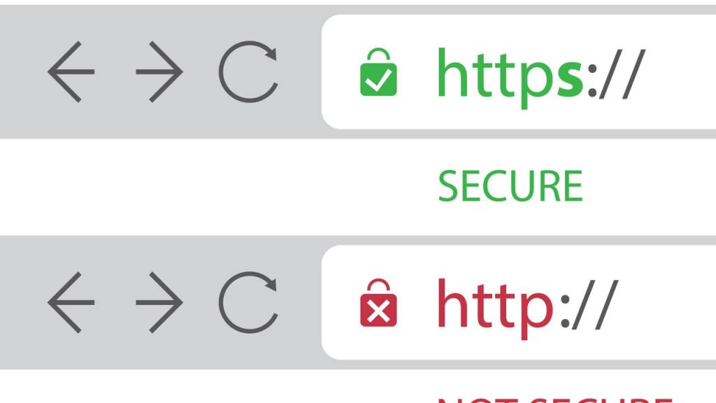 Iniciais de um site seguro e outra de um site não seguro - Créditos: depositphotos.com / bagotaj